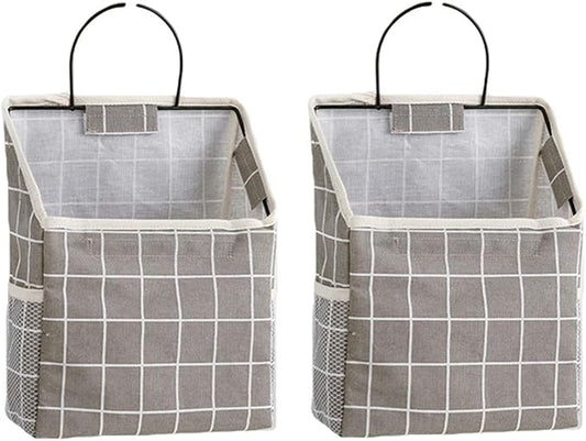 2Pcs Wall-hanging Storage Bags, Desktop Organizer Basket Cotton Linen Hanging by Unknown