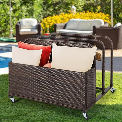 Poolside Float Storage Organizer, Outdoor Wicker Rattan Pool Float Holder - Image 4