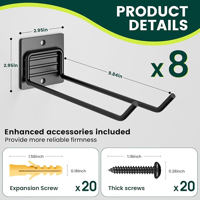 Wall Mount Garden Tool Holder Organizer Rack, Garage Tool Organizer Storage Hook - Image 4