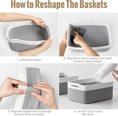 5 Pack Small Woven Storage Baskets - Image 7