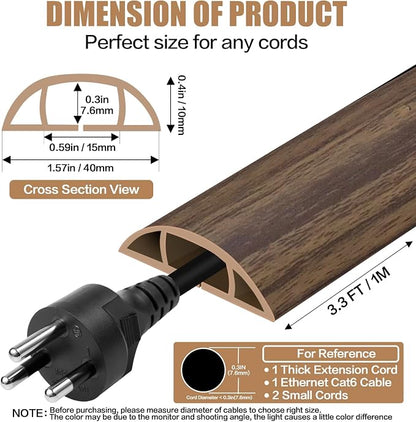 Floor Cord Cover Self Adhesive Cord Hider, 3.3FT Cable Management, Extension - Image 2