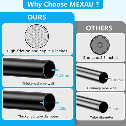 MEXAU Black Shower Curtain Rod 40-183 Inch Adjustable 1.26 Inch Diameter - Image 7