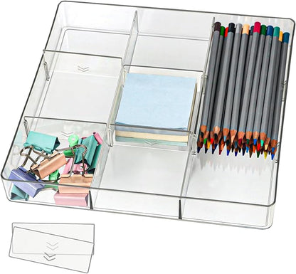 ZEXALOR Adjustable Clear Drawer Organizer, Plastic Drawer Divider Tray by ZEXALOR