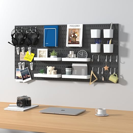 Pegboard Combination Kit, 8 Peg Boards and 30 Accessories Modular Hanging Black - Image 2