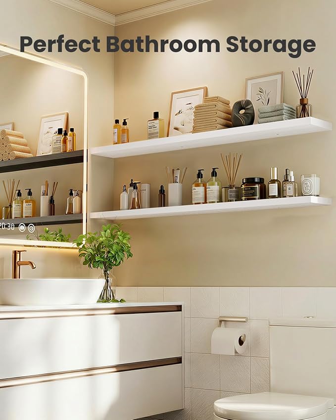 AMADA HOMEFURNISHING 47.2" L Floating Shelves, Wall Shelves Set of 3 - Image 6