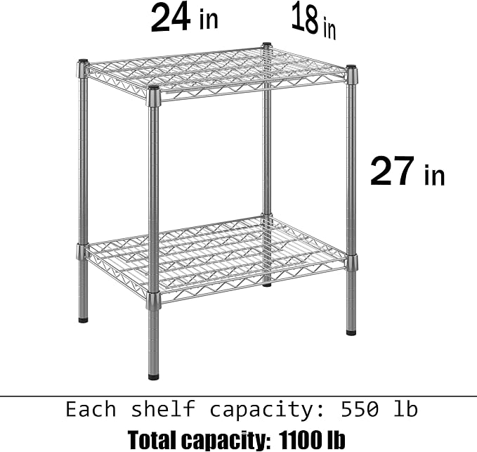 18" Deep x 24" Wide x 27" Height Wire Shelving Kit | 2-Tier | NSF Commercial - Image 3
