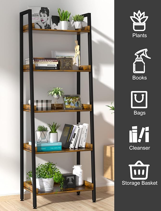 ASTARTH Ladder Shelf-5 Tier Bookshelves w/Open Shelf - Image 10
