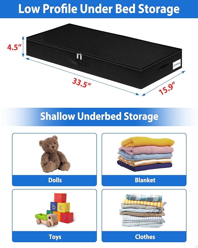 4.5-Inch Tall Under Bed Storage Container, Low Profile Underbed Storage Bin - Image 5