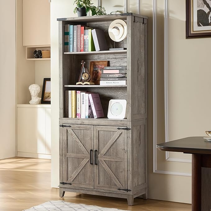 70in Tall Bookshelf 5 Tier Bookcase - Image 4