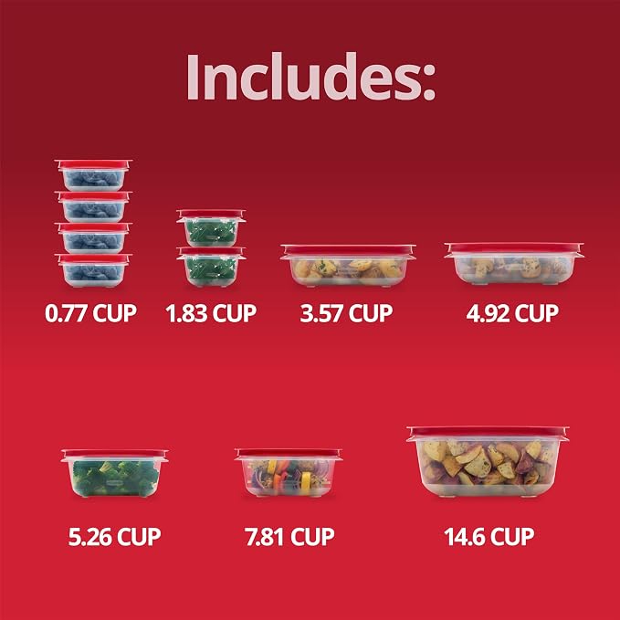 Rubbermaid EasyStore Rectangle and Square Containers, 22-Piece Set, Food - Image 6