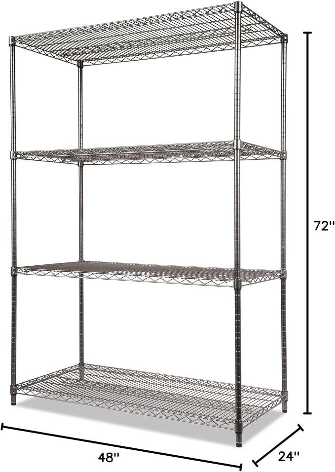 Alera Wire Shelving Starter Kit, Four-Shelf, 48w x 24d x 72h - Image 3