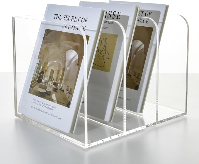 3 Vertical Compartments Clear Acrylic Magazine & File Holder – Multipurpose - Image 6