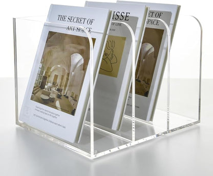 3 Vertical Compartments Clear Acrylic Magazine & File Holder – Multipurpose - Image 6
