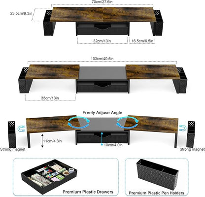 Spacrea Metal Desk Organizers and Accessories, Dual Monitor Stand Riser - Image 5