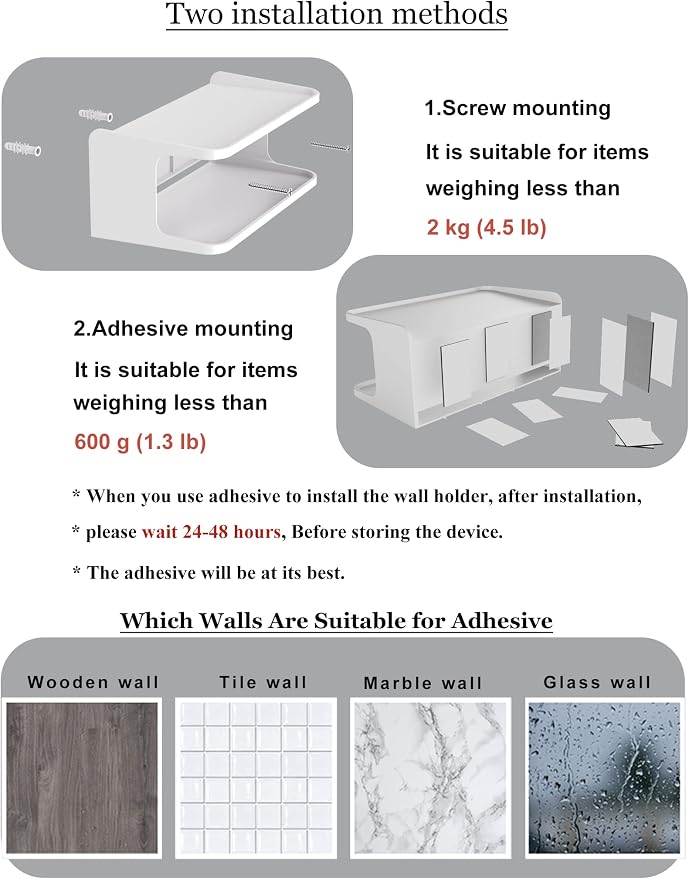 2-Shelf Bedside Shelf Organizer, Modern/Contemporary Style, Wall Mount - Image 6