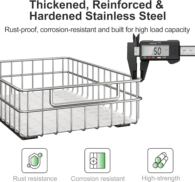 Pull out Cabinet Organizer, Stainless Steel 4-Pack Slide out Drawer - Image 4