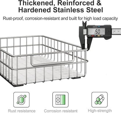 Pull out Cabinet Organizer, Stainless Steel 4-Pack Slide out Drawer - Image 4