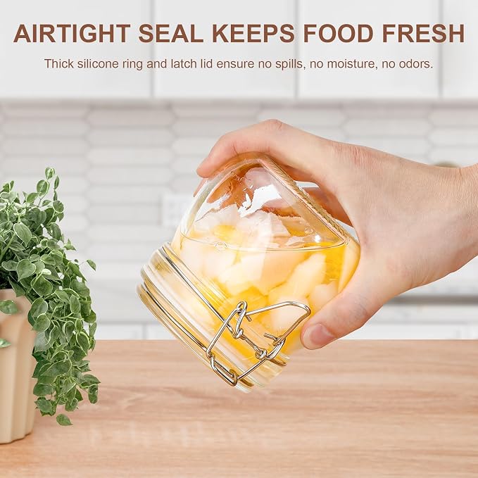 17oz Airtight Glass Jars with Clamp Lids, Small Food Storage Canisters Set of 6 - Image 4