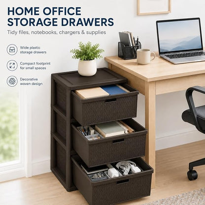 Wide 3-Drawer Plastic Storage Tower - Image 5