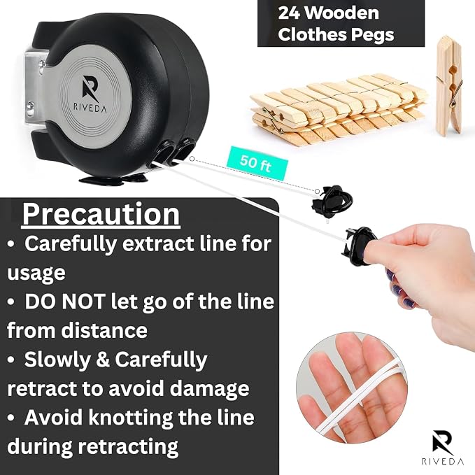 RIVEDA Dual Retractable Clothesline 49 ft Each Line - Image 2