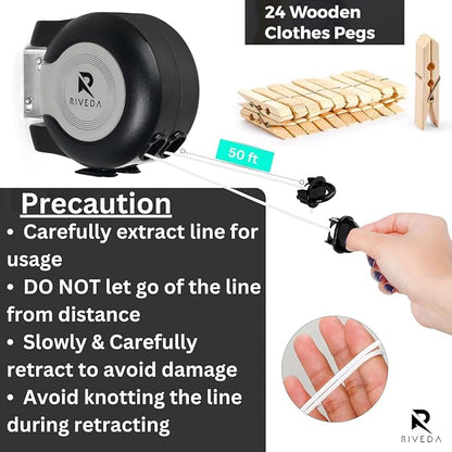 RIVEDA Dual Retractable Clothesline 49 ft Each Line - Image 2