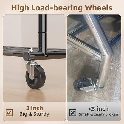 EAGMAK Heavy Duty Clothes Rack Load 556 LBS, Rolling Clothing Rack - Image 5