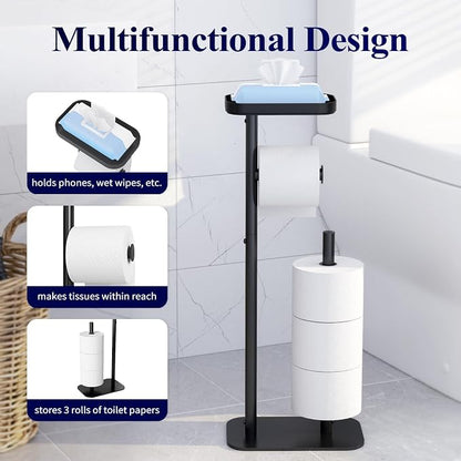 Kitsure Toilet Paper Holder Free Standing – Rustproof Metal Toilet Paper Stand - Image 6