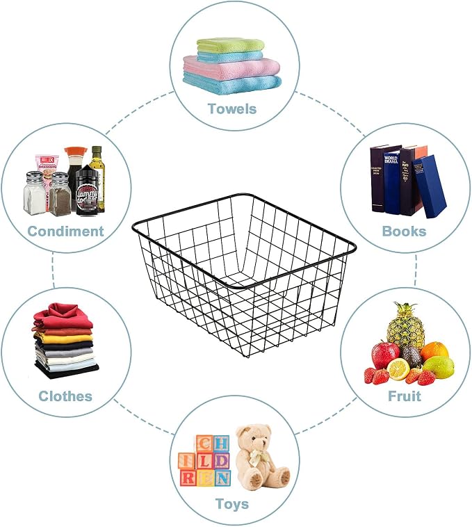 JUNCHU CHERRY Wire Kitchen Storage Basket 2 Packs, Perfect Pantry Organization - Image 2