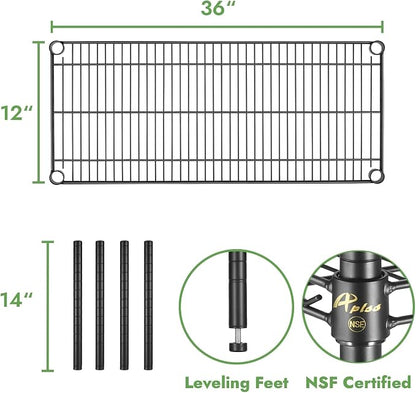 APLSS 12" D x 36" W x 14" H Black Heavy Duty Wire Shelving - Image 3