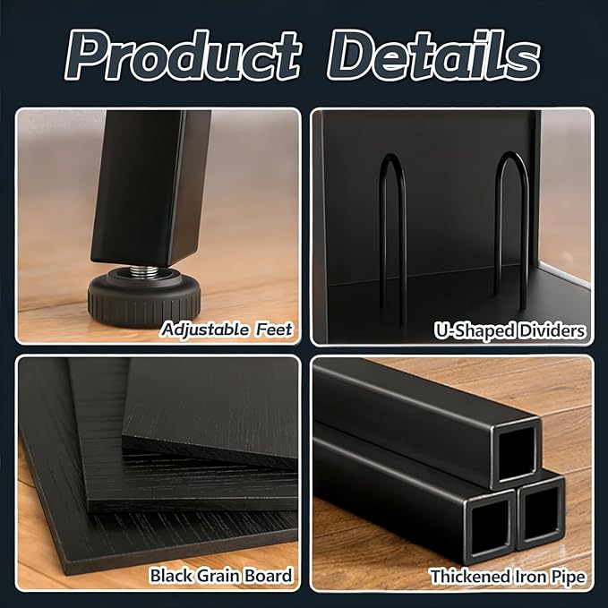 Record Player Stand with Dual Display Bins Storage - Image 2