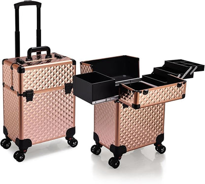 Stagiant Rolling Makeup Train Case Large Storage Cosmetic Trolley 4 Tray by Stagiant