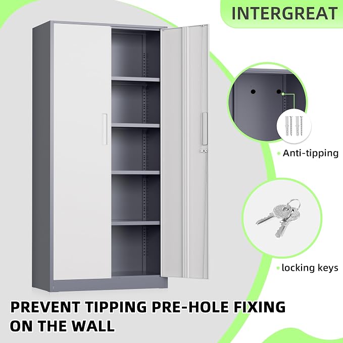 INTERGREAT Metal Storage Cabinet, Tall Metal Cabinet - Image 5