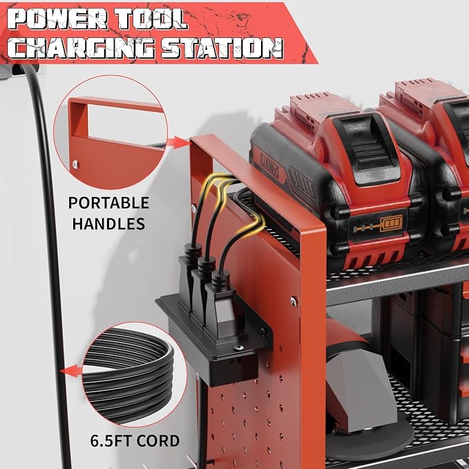 Power Tool Organizer with Charging Station Wall Mount, 3 Layer Expanded Heavy - Image 4