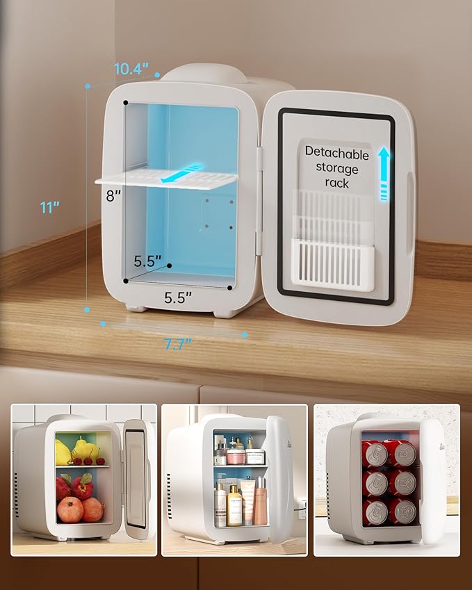 Mini Fridge, Small Fridge Rapid Cooling 4 Liter/6 Cans Skincare Fridge - Image 4