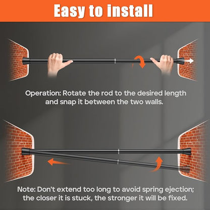 AIZESI Black 1pcs Spring Tension Curtain Rods 17 to 26 Inches, Short Tension - Image 7