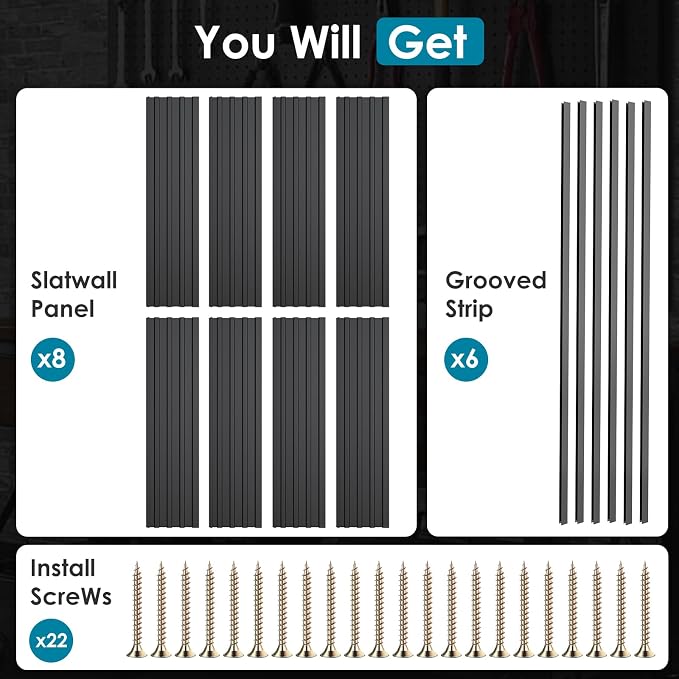 PVC Slat Wall Paneling 4x8 ft, Garage Organizer Storage System, Heavy Duty Wall - Image 3