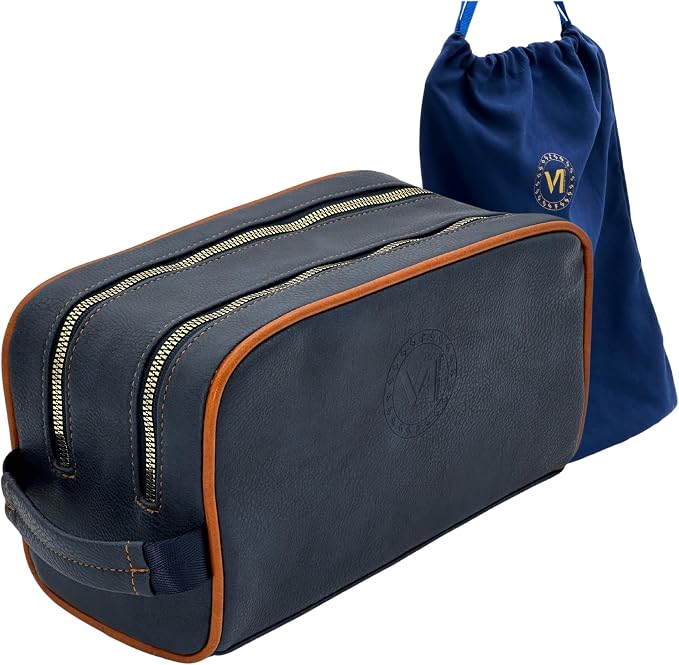 Dopp Gift Large Travel Toiletry Bag Premium Quality PU Leather Two compartments by viprestige