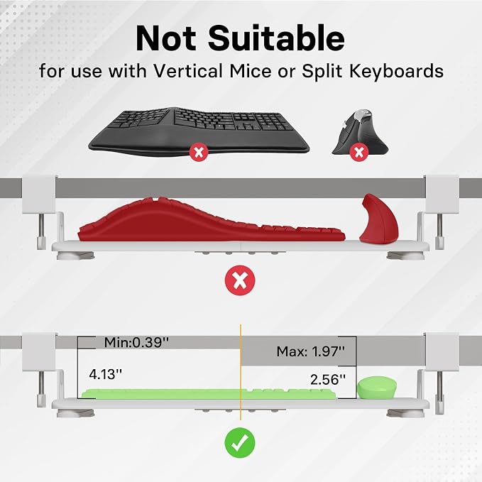BONTEC KMT01 Under Desk Keyboard Tray, Pull-Out Keyboard & Mouse Platform - Image 6