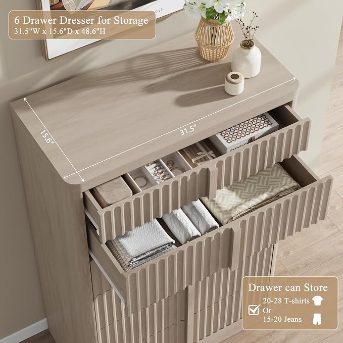 Fluted Dresser for Bedroom, Modern Chest of Drawers - Image 4