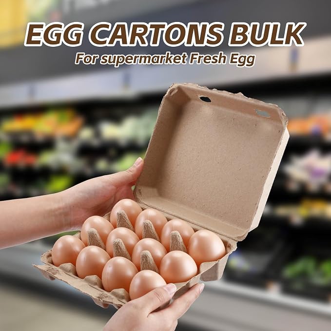 Zhanmai 100 Pack Egg Carton Bulk 12 Chicken Duck Egg Carton Vintage Printed - Image 4
