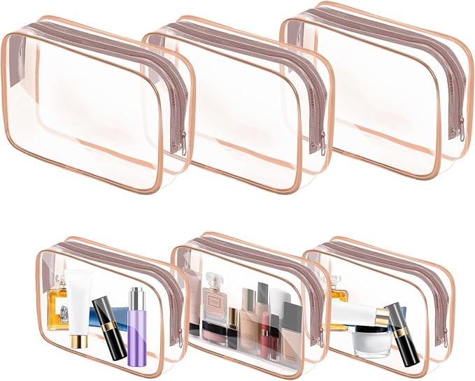 AURUZA 6 Pack Travel Toiletry Bag, TSA Approved Cosmetic Bag by AURUZA