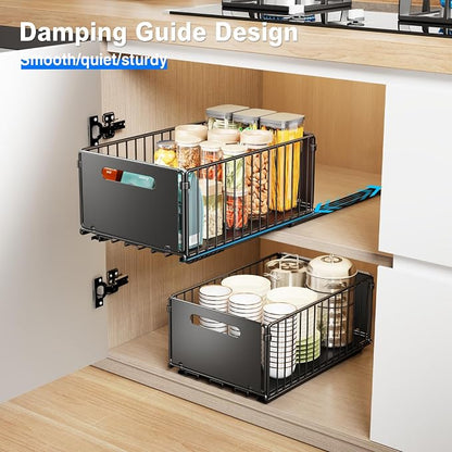 Mustorn 2 Pack Pull Out Cabinet Organizer, Slide Out Drawers - Image 3