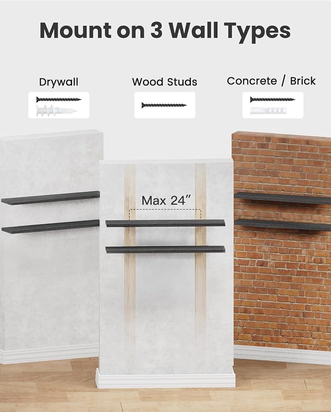 AMADA HOMEFURNISHING Floating Shelves Wall Mounted, 47 x 8 Inch Wall Shelves - Image 8