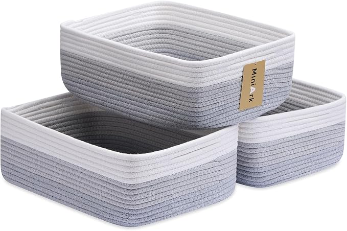 Large Shallow Organizing Baskets 15x11x5.1 Inches by MiniArkStorageBasketsHome