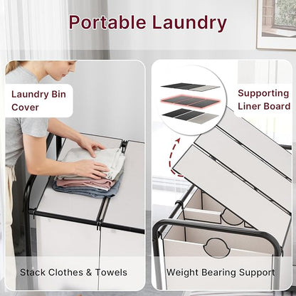 180L Laundry Sorter 3 Section – Heavy Duty Rolling Laundry Basket - Image 5