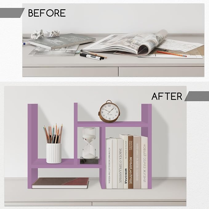 Jerry & Maggie Desktop Organizer Office Storage Rack Adjustable Wood Display - Image 3