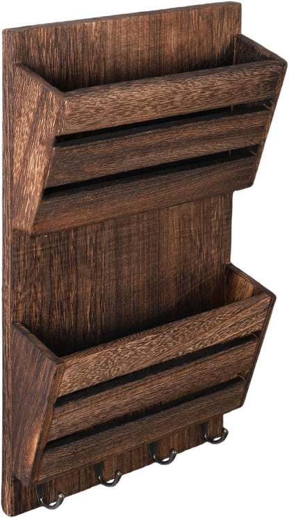 MOOACE Mail Organizer Wall Mount, Wood Mail and Key Holder - Image 2