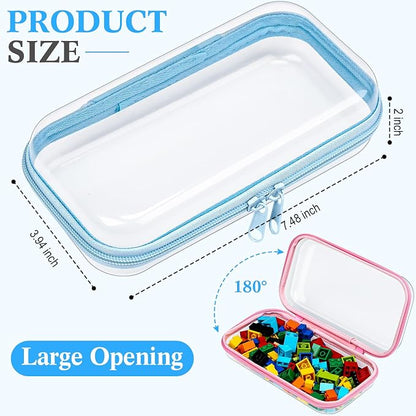 Hoolerry 4 Pcs Hard Clear Zipper Case Makeup Bags Plastic Pencil Pouch - Image 2