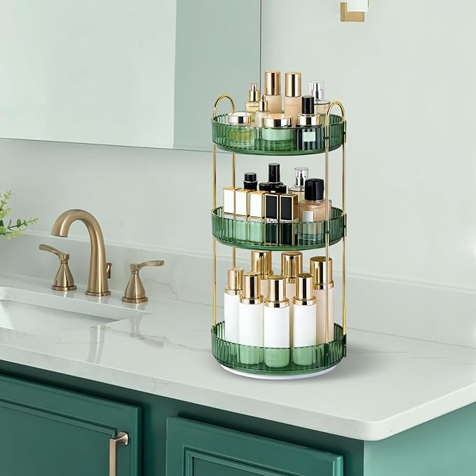 360 Rotating Makeup Organizer for Vanity, 3 Tier Perfume Skincare Organizers - Image 7