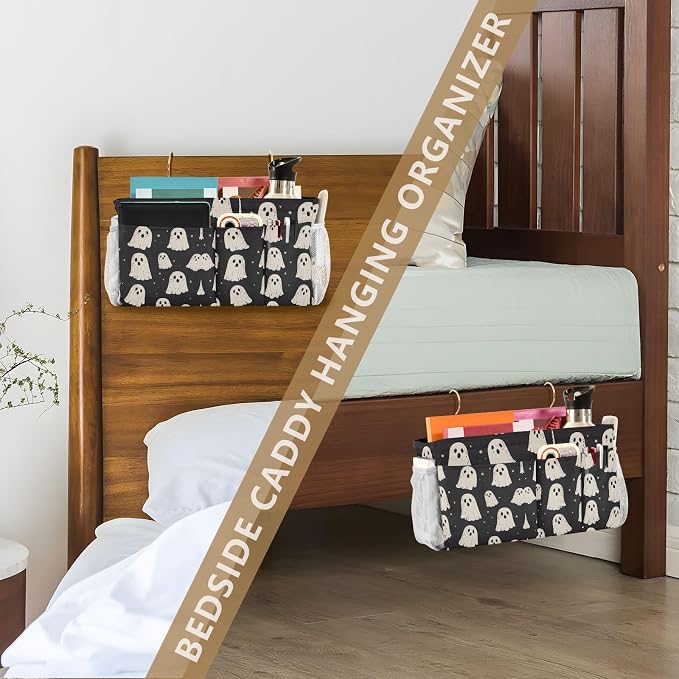 Cute Halloween Ghost Blacck Bedside Caddy - Image 7